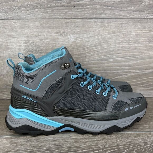 Eddie Bauer Crater Lake 287949 Women’s Sz 10 Gray Blue Lace Up Mid Hiking Boots - Picture 1 of 10